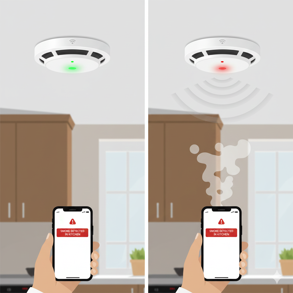 detector de humo inteligente wifi alarma incendios